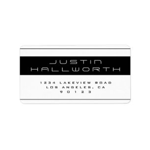 Etiqueta Modern Unique Black & White Return Address