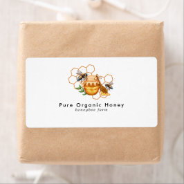 Etiqueta Modern Watercolor Honeycombs com Bee Return