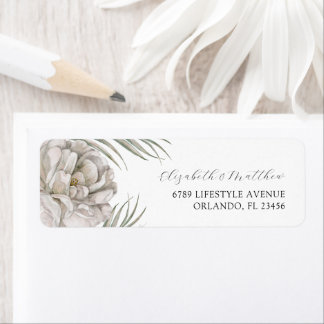Etiqueta Modern White Floral Return Address Label