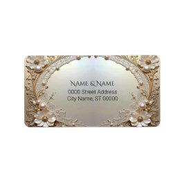 Etiqueta Modern White Flowers Pearls Return Address Label