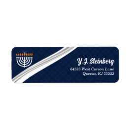 Etiqueta Modern White Menorah e Blue Hanukkah