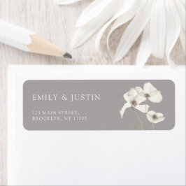 Etiqueta Modern Wildflower Watercolor Beige Weddin Endereço