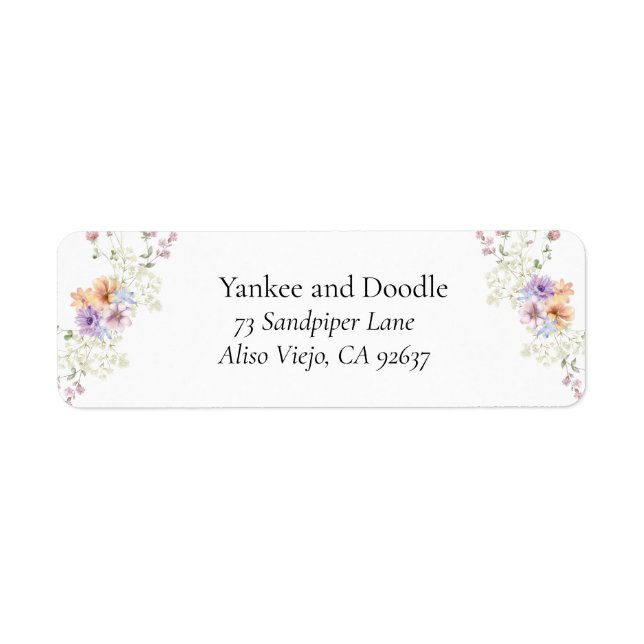 Etiqueta Modern wildflowers spring wedding (Frente)