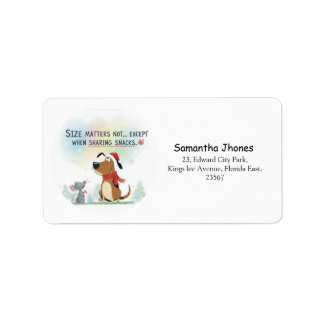 Etiqueta Modern winter christmas cute dog return address