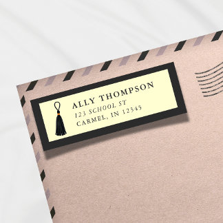 Etiqueta Modern Yellow Graduation Cap Tassel