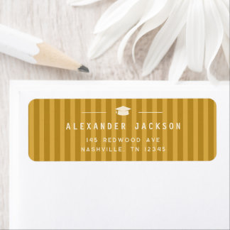 Etiqueta Modern Yellow Stripes Graduation Return Address