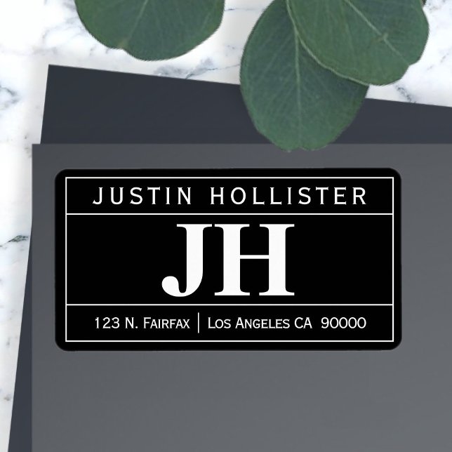 Etiqueta Moderno Bold Professional | Preto e branco (Criador carregado)