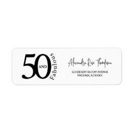 Etiqueta Moderno Cinquenta e Fabuloso Aniversário de 50 Ano