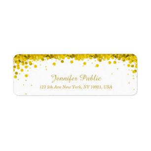 Etiqueta Moderno Elegante Dourado Confetti Script Luxe Mode