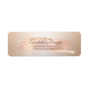 Etiqueta Moderno Elegante,Traço de Pincel Rosa Dourado Chic