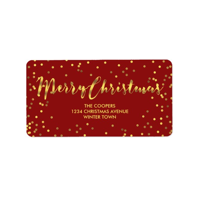 Etiqueta Moderno Feliz Natal Vermelho (Frente)