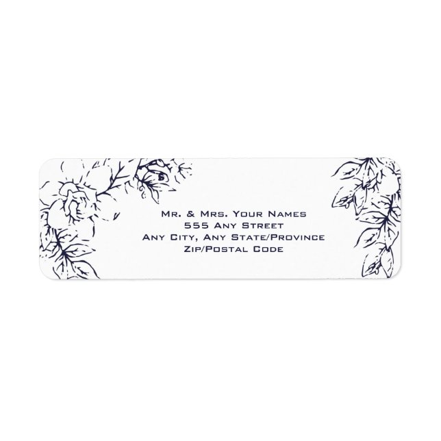 Etiqueta Moderno, Gardenia, Marinho e Esmagamento, Casament (Frente)