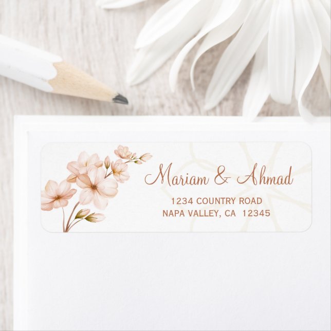 Etiqueta Moderno Islâmico Boho Floral Nikah Endereço de Dev (Insitu)