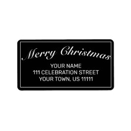 Etiqueta Moderno Mínimo Endereço de Natal Preto