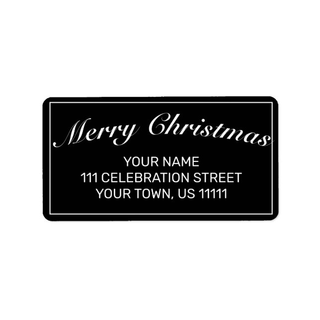Etiqueta Moderno Mínimo Endereço de Natal Preto (Frente)