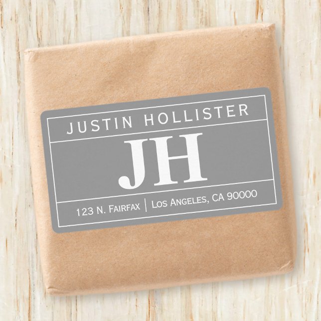 Etiqueta Moderno Profissional Ousado | Envio Cinza e Branco (Criador carregado)