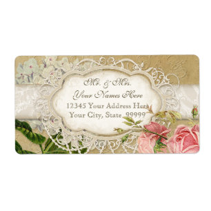 Etiqueta Moderno Vintage Lace Tea Stainea Hydrangea n Rosas