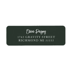 Etiqueta Moisés Green Modern Hand Lettered Script Address