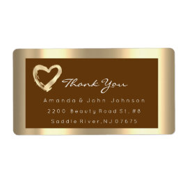 Etiqueta Moldura Castanha Coração Dourado RSVP Casamento No