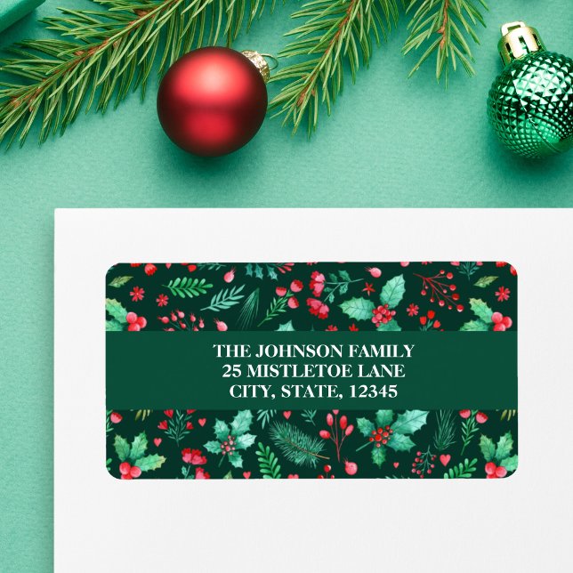 Etiqueta Molereca Verde Botânica Natal (Watercolor Greenery Christmas Label)