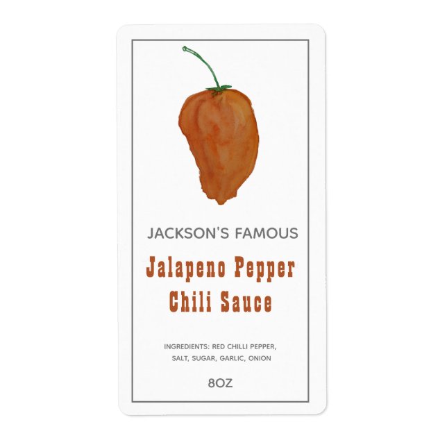 Etiqueta Molho de Pimenta Jalapen Chili Caseiro  (Frente)