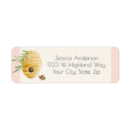 Etiqueta Mommy to Bee Girl Baby Shower Return Address Label