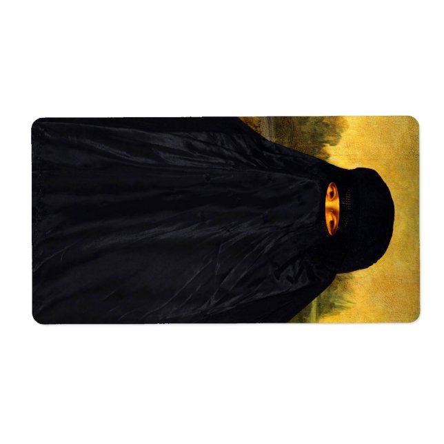 Etiqueta Mona Lisa escondida atrás do Burqa (Frente)