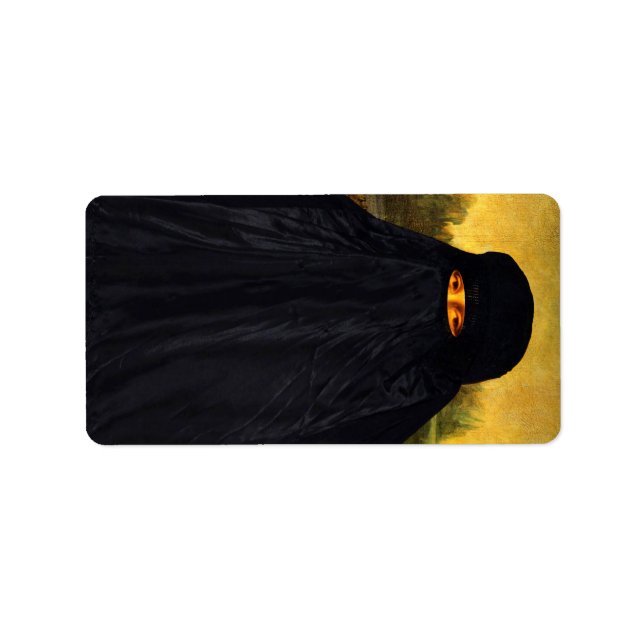 Etiqueta Mona Lisa escondida atrás do Burqa (Frente)