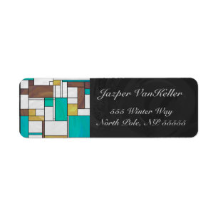 Etiqueta Mondrian Brown Yellow Teal Impressão