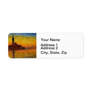 Etiqueta Monet Sunset em Veneza Impressionista Pintura