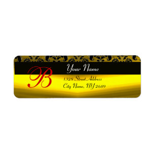 ETIQUETA MONOGRAMA AMARELO DOURADO PRETO DO DAMASCO