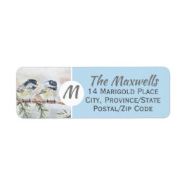 Etiqueta Monograma Aves de inverno Cena de Devolução Rótulo