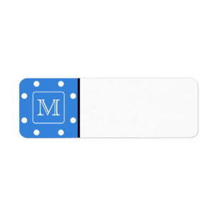 Etiqueta Monograma azul e branco do teste padrão de