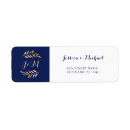 Etiqueta Monograma Azul Escuro Sai do Casamento