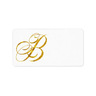 Etiqueta Monograma B Faux Gold Foil - Letra metalílica Des