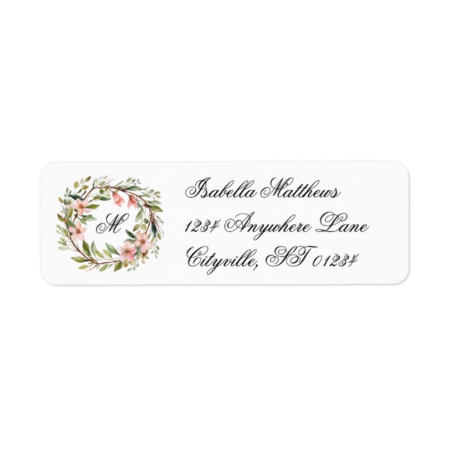 Etiqueta Monograma Bonito Pau e Flores Selvagens (Frente)