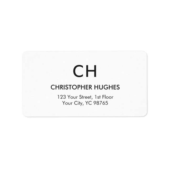 Etiqueta Monograma Branco Simples Elegante clássico (Frente)