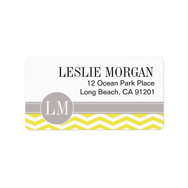 Etiqueta Monograma Chic Chevron | amarelo (Frente)