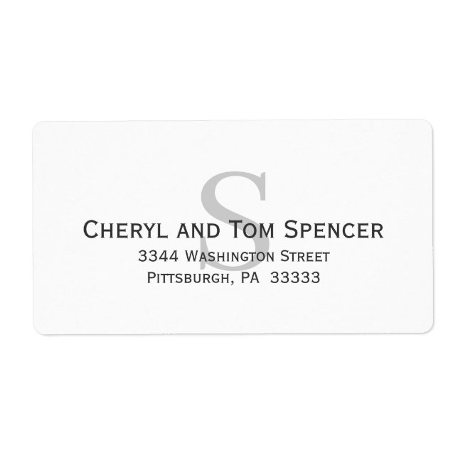 Etiqueta Monograma clássico fácil de ler grande (Frente)