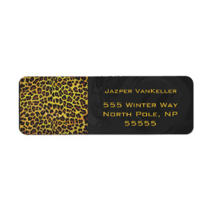 Etiqueta Monograma com Leopardo Marrom e Amarelo