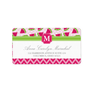Etiqueta Monograma cor-de-rosa bonito de Chevron das
