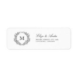 Etiqueta Monograma Crest Elegant Wedding Endereço de Devolu