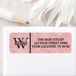 Etiqueta Monograma da rosa Dourada Glitter | Endereço de De