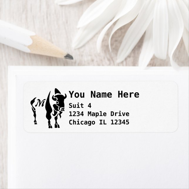 Etiqueta Monograma de Buffalo Preto Silhout (Insitu)