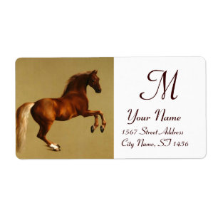 Etiqueta MONOGRAMA DE CAVALO VERMELHO, branco castanho