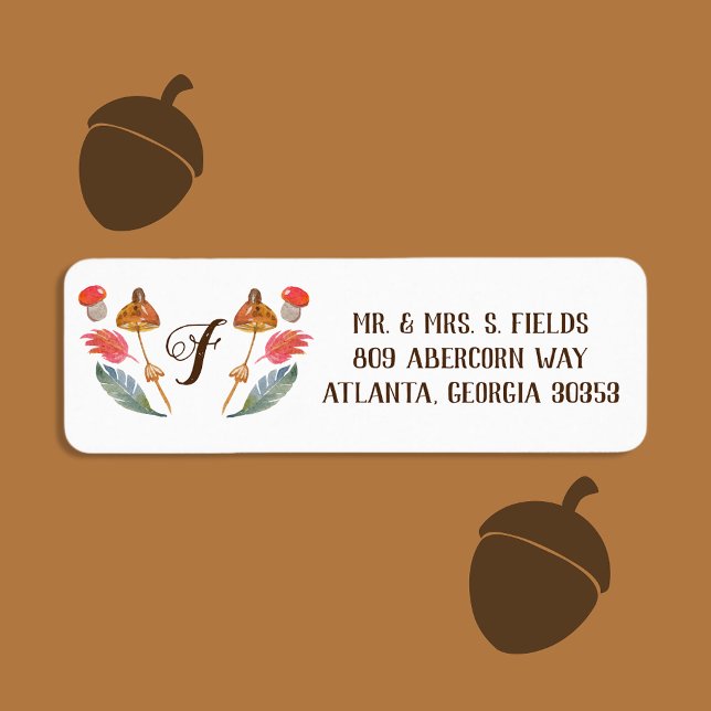 Etiqueta Monograma de cupão de Aquarela de outono Cónico (Criador carregado)