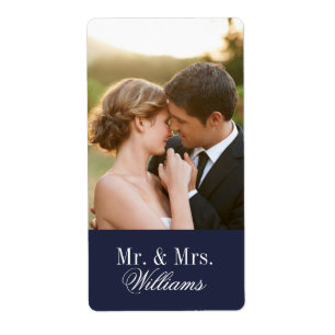 Etiqueta Monograma de Fotos de Casamento Personalizado