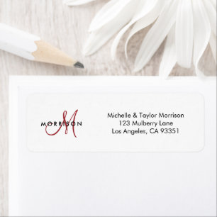 Etiqueta Monograma de Letra de Script Moderno Elegante Verm
