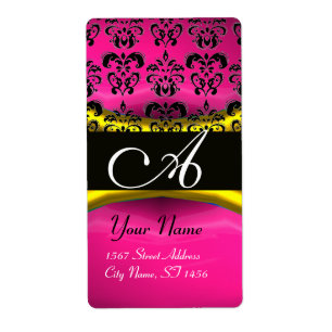 ETIQUETA MONOGRAMA DE MASSA DE MASSA DE PINCO DOURADO PRETO