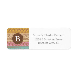 Etiqueta Monograma de Menina Geométrica Tribal (Pastel)